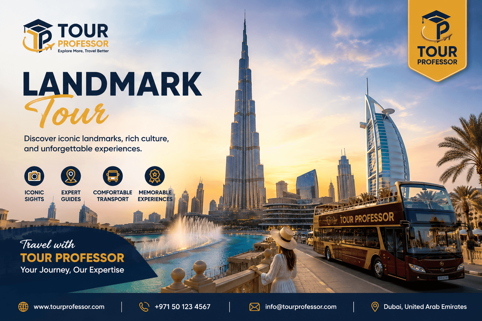 Dubai skyline at sunset Burj Khalifa observation deck view Dubai Marina waterfront promenade Traditional abra crossing Dubai Creek Desert safari with camel ride Palm Jumeirah aerial view Family enjoying Jumeirah Beach Dubai Mall interior Gold Souk market in Old Dubai Museum of the Future exterior